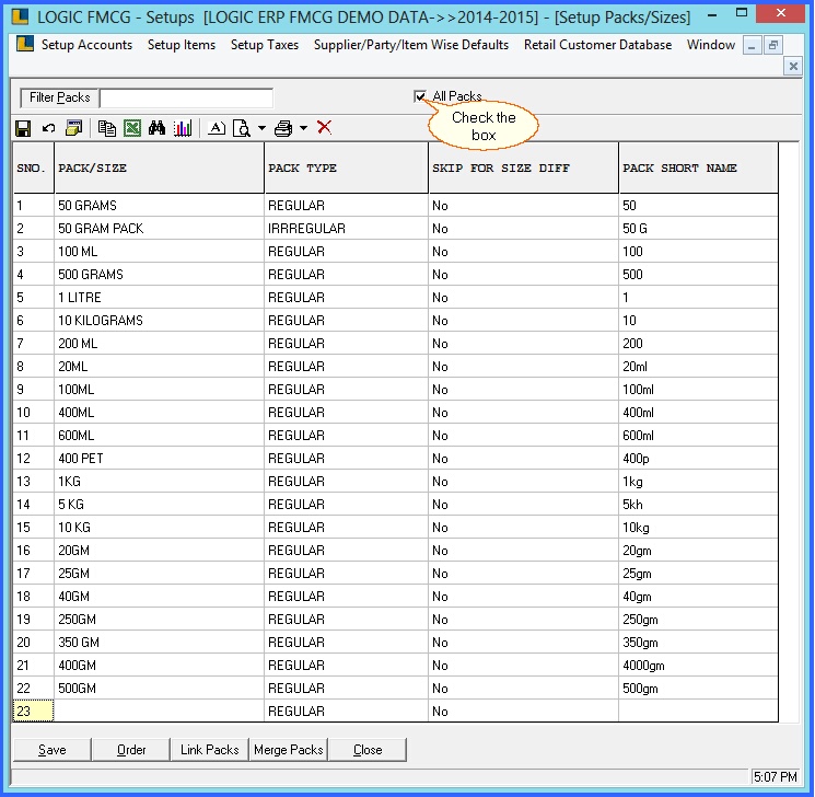 fmcg set up sizes 4